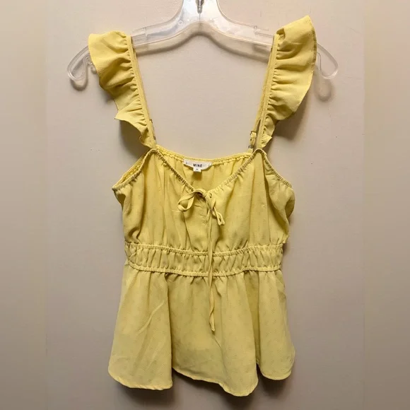 MINE Yellow Ruffle Strap Crop Top - Picture 1 of 5